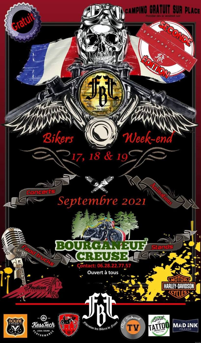 Affiche : Bikers Week-end de Bourganeuf, septembre 2021