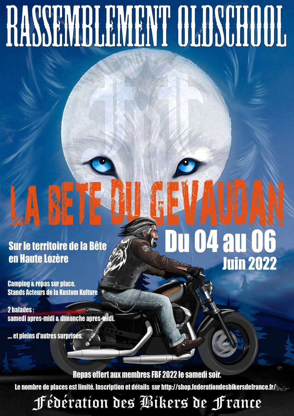 Affiche : Rassemblement old school de la Bête du Gévaudan, 4 au 6 juin 2022
